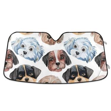 Imagem de Toldo de sol em aquarela para para-brisa de carro fofo universal retrátil para janelas dianteiras floral automotivo M, 139,7 cm x 70,1 cm