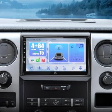 Imagem de Rádio automotivo 4G + 64G para Ford F150 2009-2014: Android 15 estéreo automotivo para atualização de rádio F150 com tela sensível ao toque de 9 polegadas, carplay sem fio/Android Auto, GPS, WiFi