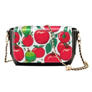 Imagem de GAIGEO Dog is Holding a Heart and Flowers Bolsa de ombro média para mulheres, bolsas de ombro femininas, bolsa transversal de couro feminina, Fruta tropical vermelha - 4, One Size