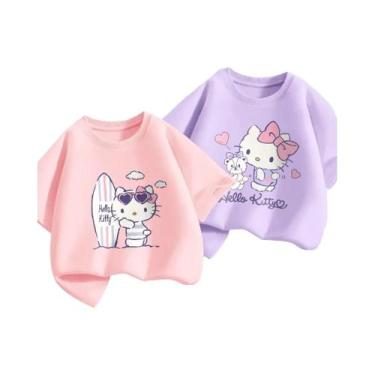 Imagem de Camisetas De Algodão 100% Para Meninas Bebês Com Estampa Da Hello Kitt