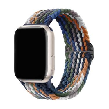 Imagem de Pulseira trançada elástica de nylon esportiva compatível com Apple Watch 49 mm, 46 mm, 45 mm, 44 mm, 42 mm, 41 mm, 40 mm e 38 mm para séries 11/10/9/8/7/6/5/4/3/SE/Ultra, 2 homens e mulheres