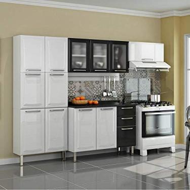 Imagem de Cozinha Itatiaia Tarsila Compacta 4 Pecas 3 Vidros Paneleiro 80 cm Fechado Branca/preto