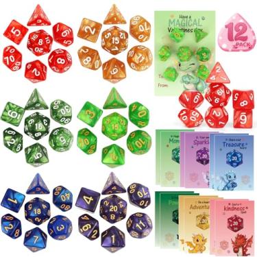 Imagem de JELMOK Valentines Day Gifts for Kids, 12 Pack Mystery Dice Set with Valentines Day Cards Class Valentines Gifts Exchange for Classroom School Boys Girls Party Favors