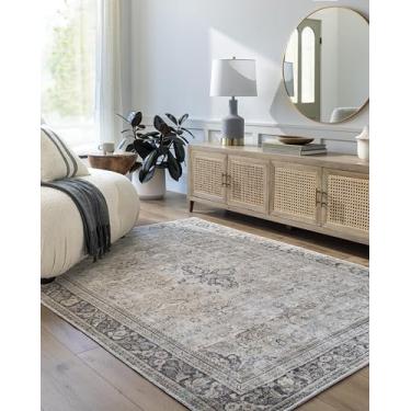 Imagem de Livabliss Becki Owens x Darling Tapete de área lavável tradicional, 2'7" x 2,9", cinza claro