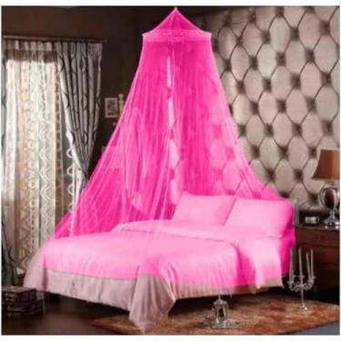 Imagem de Mosquiteiro de Teto com Elástico Universal – Casal, Solteiro e Box | Rede Proteção Contra Mosquitos(rosa)