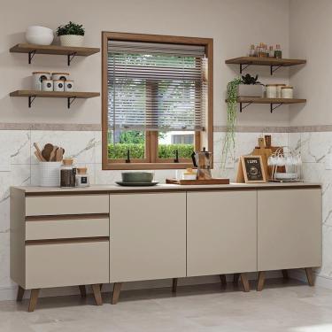 Imagem de Armário De Cozinha Completa 240cm Crema Nice Madesa 01 Crema