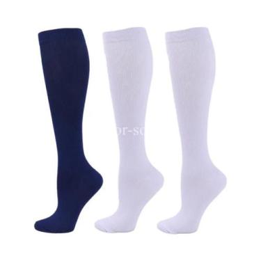 Imagem de Meias De Compressão Unissex 3 Pares Circulação Sanguínea Corrida Anti-