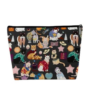 Imagem de Bolsa de maquiagem pequena para gatos fofos, vários sacos de cosméticos para viagem, bolsas de higiene pessoal, bolsa de maquiagem de grande capacidade para mulheres, presentes de aniversário para