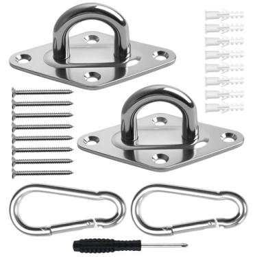 Imagem de SPEEDWOX 2 peças de kit de pendurar de rede resistente, ganchos de balanço de capacidade pesada, ganchos de almofada de aço inoxidável para rede, kit de pendurar na parede/teto, interno e externo