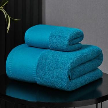 Imagem de Toalhas de banho de algodão premium de luxo, conjunto de toalhas macias absorventes extragrossas, pacote multicolorido para banheiro, spa, praia (verde)