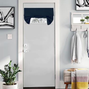 Imagem de Cortina de porta francesa para sala de aula, pequenas sanefas com isolamento térmico, redução de ruído, capa blackout para decoração de Halloween, 66 cm L x 45 cm C, preta, 1 painel