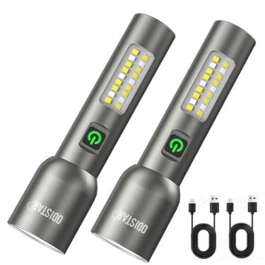 Imagem de ODISTAR Lanterna recarregável de alto lúmens, pacote com 2, lanternas de LED super brilhantes de 1000 lúmens com 7 modos de luz, à prova d'água IPX6, lanterna portátil potente para acampamento em