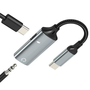 Imagem de Adaptador de áudio USB C para 3,5 mm (2 em 1) conector auxiliar de fone de ouvido para iPhone 17 16 15 Pro Max tipo C, carregador de fone de ouvido compatível com Samsung S25, S24, S23, divisor de