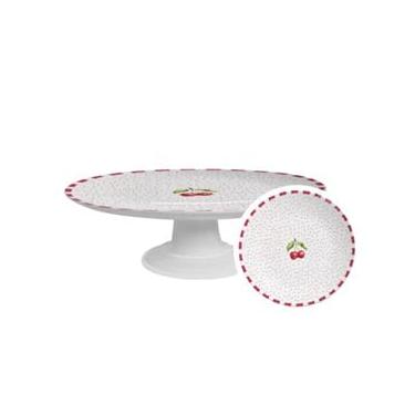 Imagem de Prato Fruteira de porcelana com pé para decoraçao mesa, jantar e café (Coup cereja)