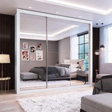 Imagem de Guarda Roupa Casal com Espelho 3 Portas de Correr Flórida Espresso Móveis Branco