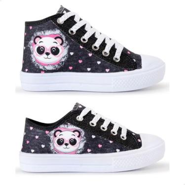 Imagem de Kit 2 Tênis Feminino Infantil Panda Botinha E Cano Curto - Lukys, Pret