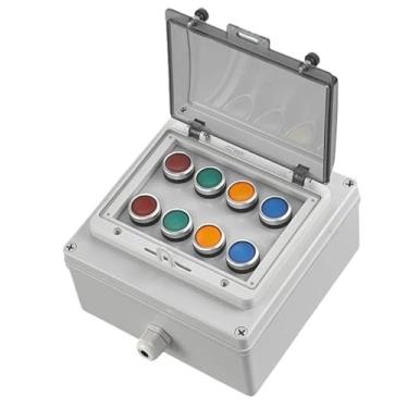 Imagem de BCMCBV AC220V caixa de interruptor de controle de botão à prova d'água para uso externo lâmpada de indicação de partida de parada de emergência caixa de junção de interruptor de autorecuperação (8)