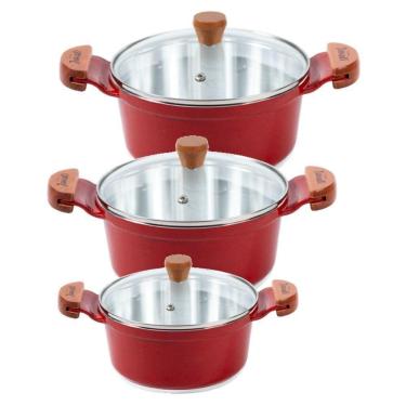 Imagem de Jogo Panelas Vermelho Alumínio Fundido Usinado Javaliam26A30