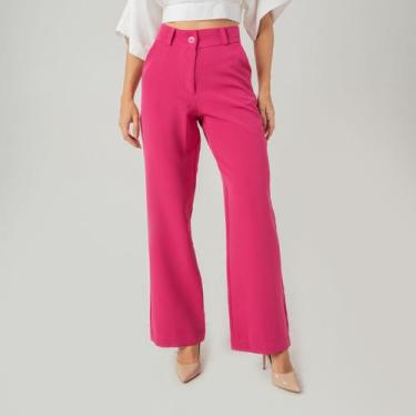 Imagem de Calça susie pantalona alfaiataria feminina, Rosa, M