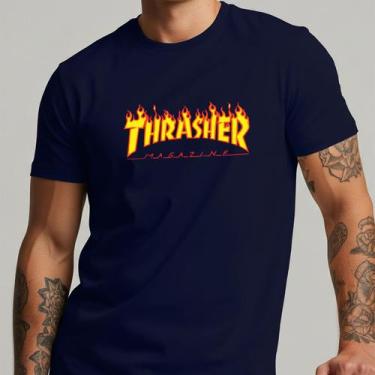 Imagem de Camiseta Thrasher Masculina Skatista Streetwear Básica Casual Algodão,