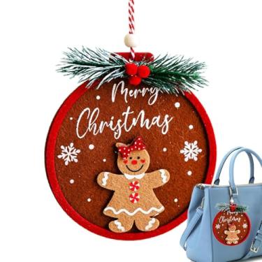 Imagem de Ornamento de árvore de homem-biscoito, enfeites de feltro de gengibre de Natal, Pingente de árvore de gengibre de feltro criativo, Adereços fotográficos Mulheres Homens Bolsa Sazonal Charme para Bolsa