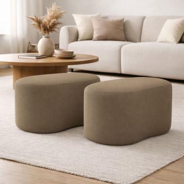 Imagem de Kit 2 Puff Orgânico Curvo Feijão Sala Redondo Confortável Moderno Suede