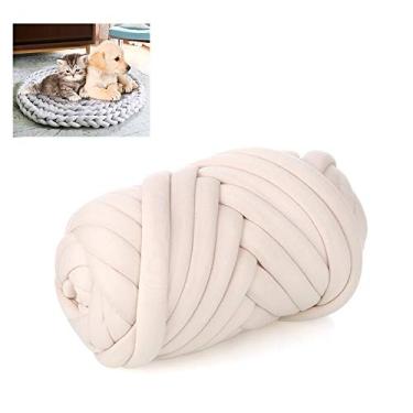 Imagem de Cama de Pet Feita à Mão com Fio Algodão Super Grosso Macio Espesso Tricô Braço DIY Gato Cão Caverna Ninho Almofada Lavável Tapete Cobertor