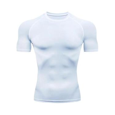 Imagem de Camiseta De Treino Masculina Justa, Elástica E Respirável Para Academi