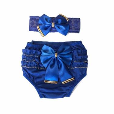 Imagem de Kit Calcinha Bunda Rica Laço Faixa Cabelo Roupa Bebe Luxo - Lala Lulu,