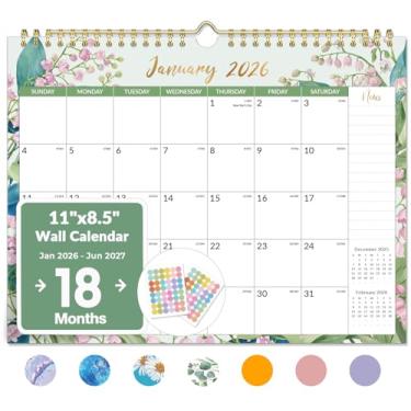 Imagem de Forvencer Calendário 2026, calendários de parede de 20 meses, novembro de 2025 a junho de 2027, agenda mensal de 28 x 21,6 cm com seção de notas de página inteira e adesivos, blocos sem pautas