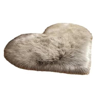 Imagem de Tapete de pelúcia em forma de coração quarto sala de estar menina tapete antiderrapante pequeno 30 * 40 cm decoração de casa tapetes têxteis (cinza)