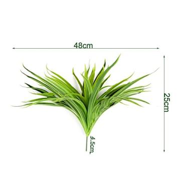 Imagem de Plantas artificiais decorativas de plástico Chlorophytum ramo jardim para mesa, casa, sala interna, vaso (verde - 50 folhas)
