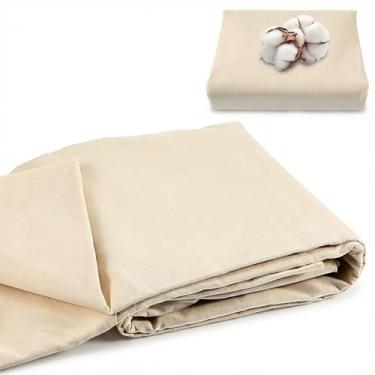 Imagem de Sibba Tecido de musselina 100% algodão de 15 metros, material de algodão natural cru de 150 cm por jarda, tecido chita bege de peso médio para bordado, vestuário, artesanato, acolchoamento, drapeado