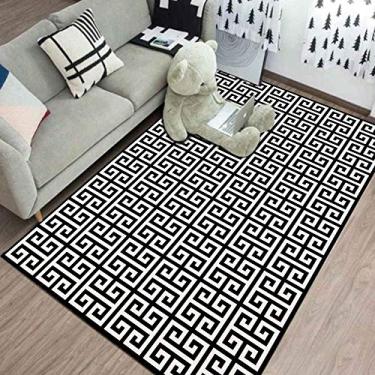 Imagem de Tapete para Sala ou Escritório 100 x 140cm Antiderrapante Sem Pelo Geometrico Maze Casa Dona