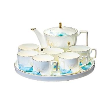 Imagem de Conjunto moderno de bule de chá e xícara de chá, conjunto de café, conjunto de chá Jingdezhen com bandeja rotativa, jarra de água