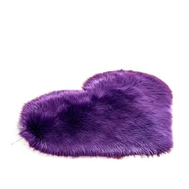 Imagem de Tapete de coração para quarto fofo e felpudo tapete felpudo tapete felpudo decoração de sofá tapete de pelúcia (roxo, G)