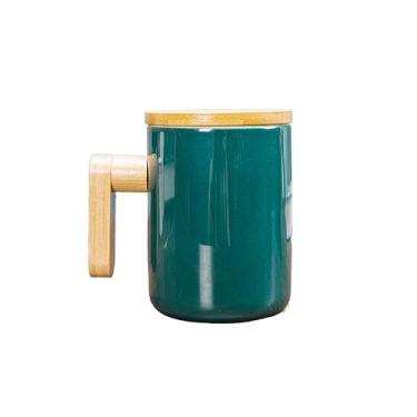 Imagem de KEG801302 Canecas de café modernas de cerâmica criativa de 380 ml com alça e tampa, caneca de café para escritório em casa, caneca de água quente, utensílios para bebidas (verde)
