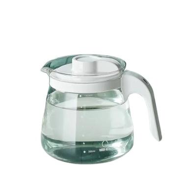 Imagem de Jarra de água de grande capacidade para servir para bebidas, bule de vidro transparente resistente ao calor com alça, recipiente para suco, chaleira de água doméstica, garrafa de água (branca)