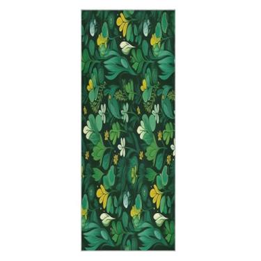 Imagem de Wassud Tapete de toalha de ioga de grama verde com bolsa organizadora absorvente de suor tapete de ioga antiderrapante para ioga quente Pilates Fitness 68,5 cm x 185,4 cm