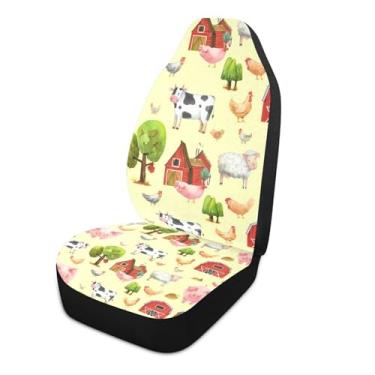 Imagem de xigua Farm Cows Capas de assento de carro dianteiras universais, 1 pacote, capas protetoras de assento de carro respiráveis para decoração de interiores automotivos, SUV, carros automotivos, caminhões