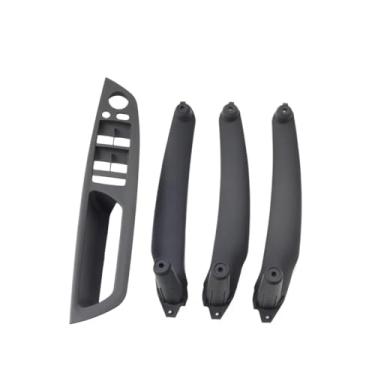 Imagem de Bege preto braço do carro frente lhd rhd interior maçaneta da porta painel interno puxar guarnição capa Compatível com bmw e70 e71 x5 x6(Black 4Pcs LHD)