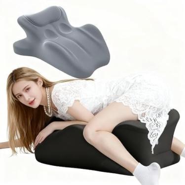 Imagem de MOLERFO Almofada ergonômica de espuma viscoelástica de 27° para suporte nas costas e ombros, reduz a pressão do braço, almofada de suporte confortável para descansar, ler, assistir TV e relaxar (preto