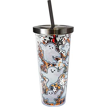 Imagem de Spoontiques - Boo - Copo de acrílico - Copo de glitter com canudo - 590 ml