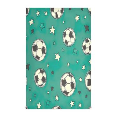 Imagem de xigua Conjunto de 1 panos de prato de cozinha com bolas de futebol e estrelas, toalhas de cozinha de secagem rápida altamente absorventes para limpeza de pratos e limpeza manual, 71 x 45 cm