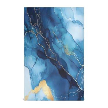 Imagem de xigua Conjunto de 1 panos de prato de cozinha de mármore azul e dourado, macios e altamente absorventes de secagem rápida para limpeza de pratos e limpeza manual, 71 x 45 cm