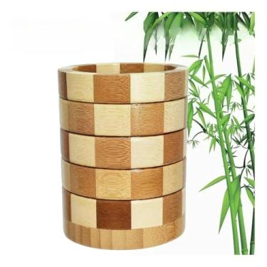 Imagem de Suporte Organizador Multifuncional De Talheres Porta Utensílios Em Bambu Natural e Elegante