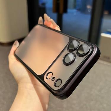 Imagem de Capa fosca translúcida de luxo para iPhone 17 Air 16 15 14 13 12 Pro Max 17 Pro, resistente, com revestimento em policarbonato, preta, para iPhone 14 Pro Max.