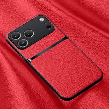 Imagem de Capa de couro para iPhone 17, 16, 13, 12, 11 Pro Max, 16e, fosca, para iPhone 17 Air, 15, 14 Pro Max, 16 Plus, capa traseira, vermelha, para iPhone 12