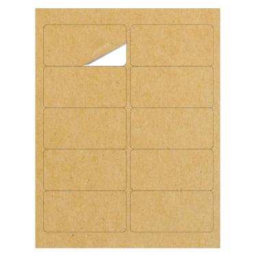 Imagem de Adesivos de etiquetas Kraft de 10 x 5 cm, papel Kraft de secagem rápida, tamanho de papel carta - 30 folhas, pacote com 300