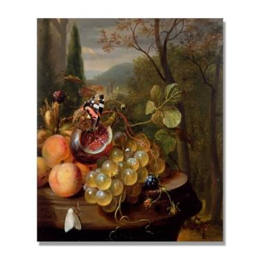 Imagem de NHLDZYH Tela vintage de frutas mortas, impressão de estilo de pintura a óleo vintage, decoração de jantar de fazenda D20. 60 x 72 cm. Somente tela